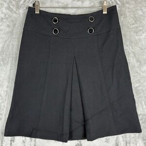 Marks & Spencer Black A-Line Button Waist Pleated Skirt UK 8 US 4 Professional